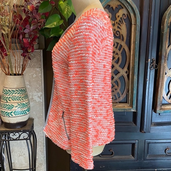 ASOS Creamsicle & White Boucle Bolero Open Front Blazer - Picture 6 of 15